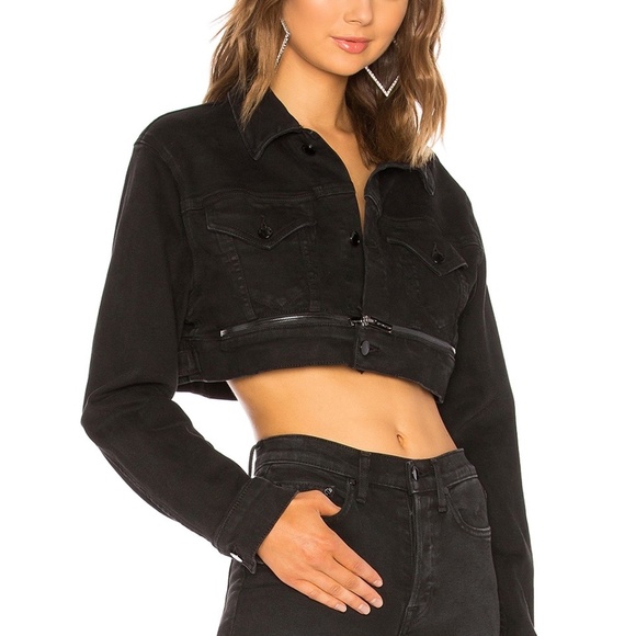 Cotton Citizen Super Crop Faded Black Denim Jacket
